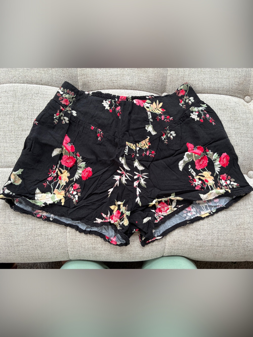 Maurices Black Floral High-Waist Women's Shorts